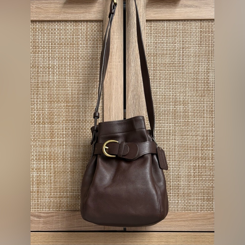 COACH Vintage SoHo Mahogany Brown Leather Belted Buckle Pouch Crossbody Bag 4156